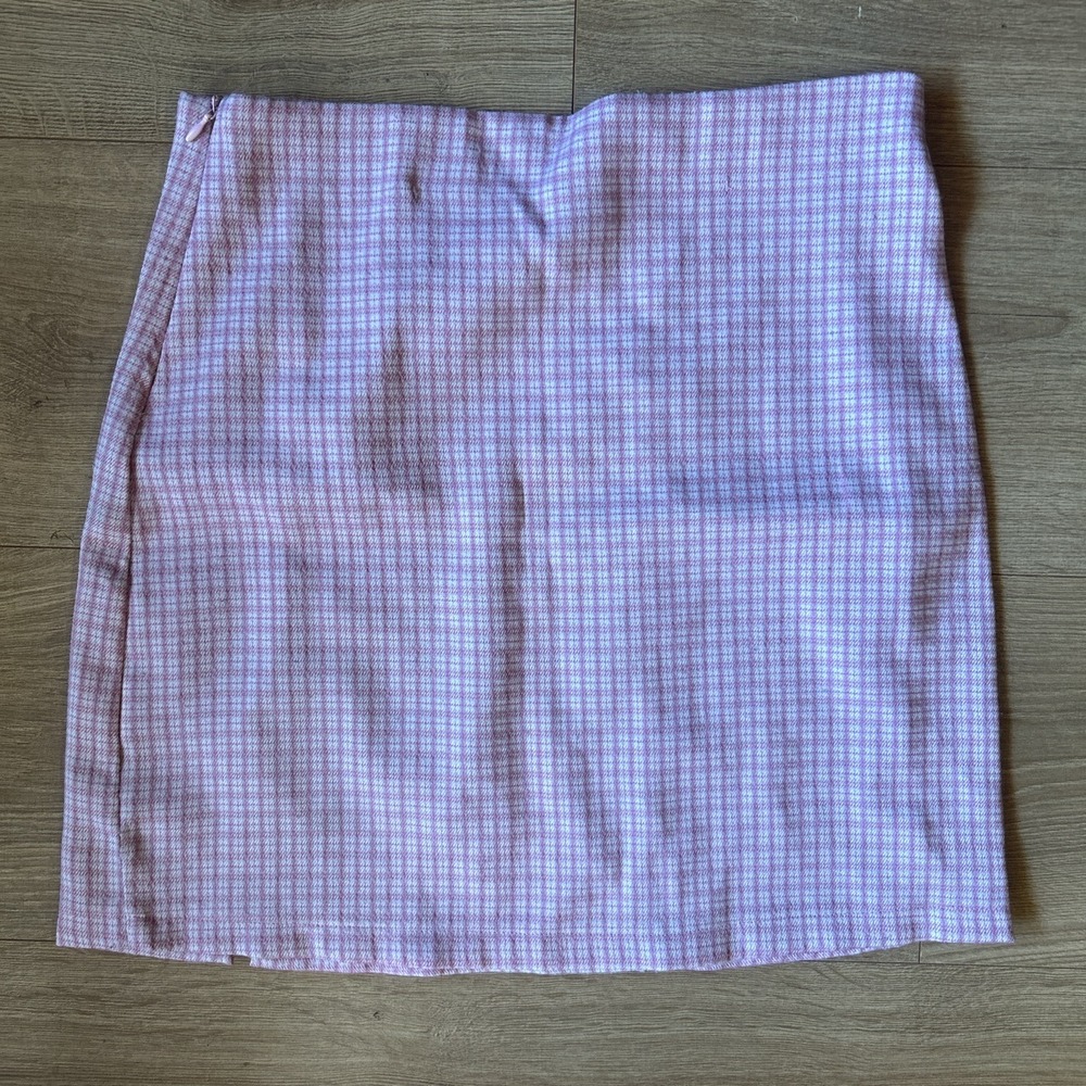 Hesperus Womens Pink White Gingham Plaid Mini Skirt